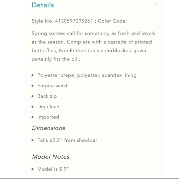 Anthropologie Erin Fetherston Butterfly Garden Gown Sleeveless Mermaid Size 4 - Picture 5 of 13